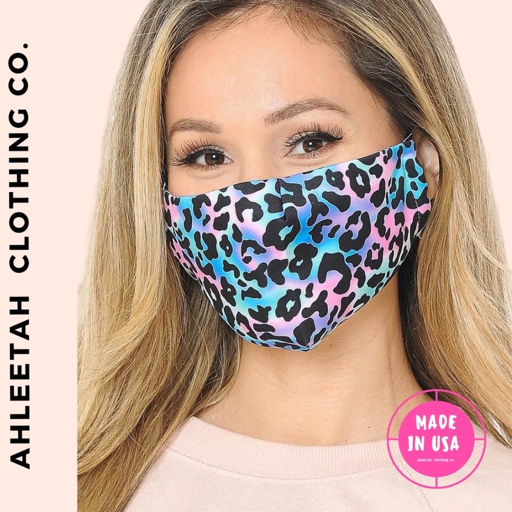 FACE MASK  \ LEOPARD TURQUOISE Masks
